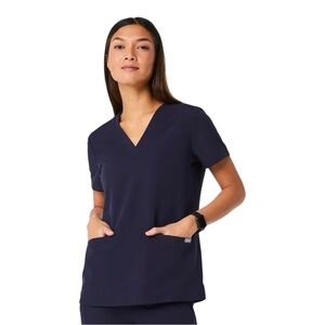 Figs Casma Scrub Top‎ Women's Medium Navy V-Neck 3 Pocket